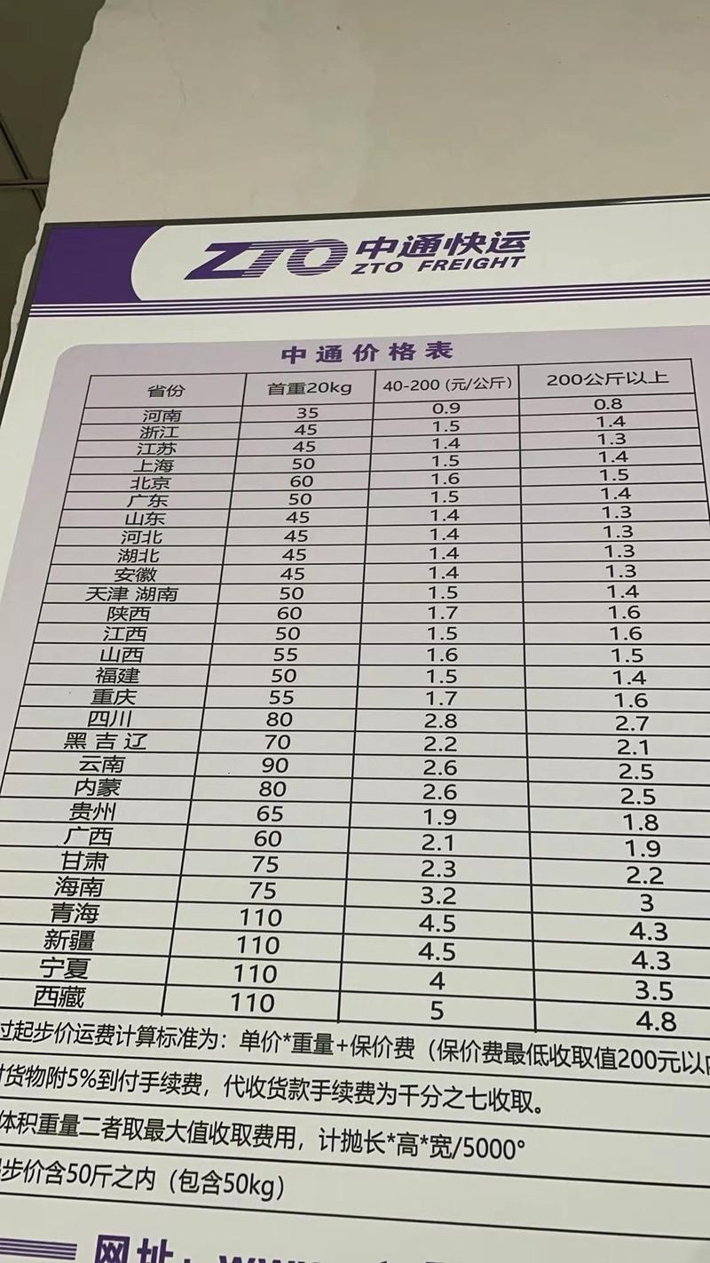 快递跟物流的收费标准