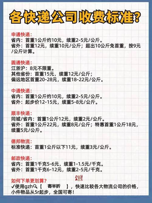 徐州韵达快递收费标准